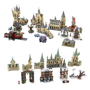 MOC Творчески Градски Мини замък с изглед към улицата, Магазин, Къща, автобус, архитектура, строителни блокчета, Комплекти тухли, забавни играчки за деца, подарък