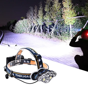 Супер ярък акумулаторна налобный фенерче, налобный фенерче с 8 светодиода за бягане на открито, на къмпинг, риболов, каране на колело