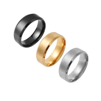 Модни прости пръстени-пръстени, през златист Цвят, черен, 3 Цвята, Пръстен на пръста си от неръждаема Стомана, бижута За мъже и жени