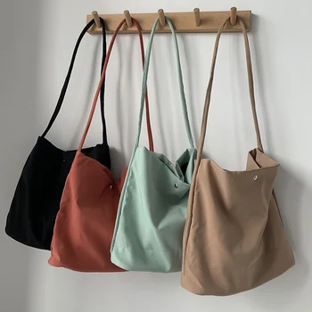 2023 Нова найлон холщовая чанта през рамо за жени, студентски чанта-месинджър от памучен плат, Големи еко чанти за пазаруване, Чанта-тоут