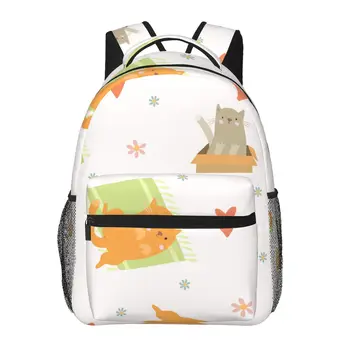 Училищна чанта за момичета и момчета, чанта за лаптоп, детска раница, чанта, с шарени сладки котки, опаковка