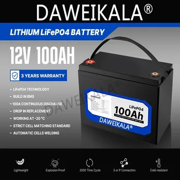 Batterie au lithium fer Phxing ate veFePO4, BMS intégré, système d ' alimentation solaire, moteur de pêche à la traîne, 12V 100Ah