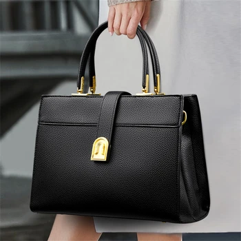 Висококачествена Дамска чанта за чанта с дръжка отгоре от изкуствена кожа 2023, Марка Дизайнерски обувки, Луксозни чанти-клатчи, однотонная чанта-тоут Sac