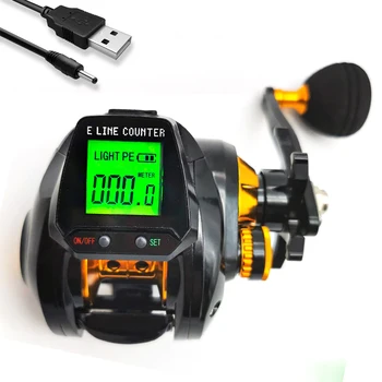 Цифров риболовна макара за риболов на живца 6.3: 1 С точен брояч на въдица, по-Голям дисплей, с аларма поклевки, броене на десни риболовни принадлежности