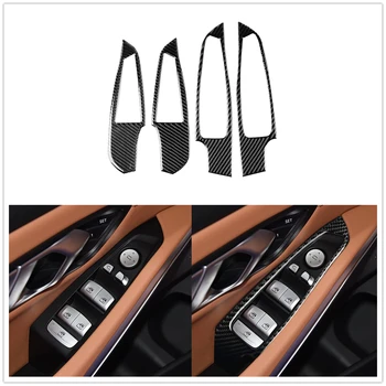 4 бр. Накладки панел за управление на прозореца За BMW Серия 3 G20 2019-2020 Стикер на рамката на Бутоните за управление интериор от карбон
