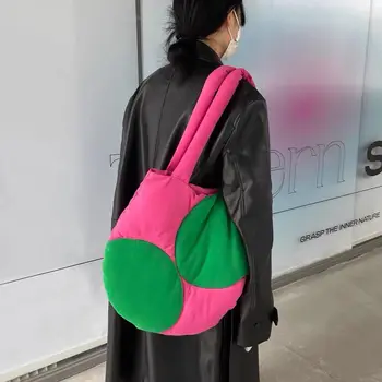 Модна дизайнерска дамска чанта за през рамо в контрастен цвят, женски Големи ежедневни чанти-тоут, ретро, Дамски ватиран чанта за момичета