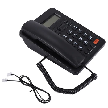 Кабелен телефон, 1 бр., двухинтерфейсный кабелен телефон с функция за идентификация на обаждащия се за офис (черен)