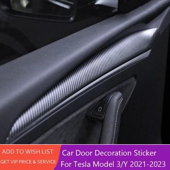 1 Чифт Накладки На Вратата На Колата, на Капака на Панела на таблото За Tesla, Модел 3/Модел Y 2021-2023, Аксесоари За Декориране на Врати, изработени От Въглеродни Влакна