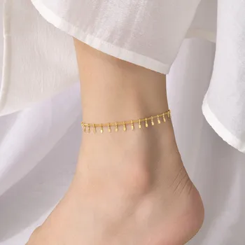 Сладък Геометричната верижка от неръждаема стомана в корейски стил за жени, Елегантни бижута, гривни за крак, Плажни и Ежедневни верига за крака, подарък