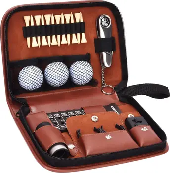 Подаръчен комплект Caiton Golf с отлично качество на футляром, Топки за голф, Далекомер, Клюшкой за голф, Четка, Многофункционален разделочным нож, Голмайстор, на Топката за голф