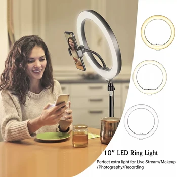 SH 10 См 26 см Околовръстен Лампа Със Стойка За Статив USB Зареждане Selfie LED Dimmable Photography Video Лампа За Стрийминг на Снимане