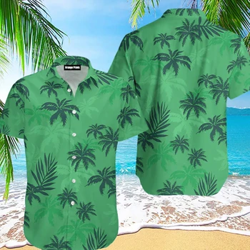 Мъжки Ризи Coconut Tree 2024, Ежедневни Тениска За Мъже С Къси ръкави, Модни Хавайска Риза, Вечерни Летни Мъжки Костюми, Топ Тениска