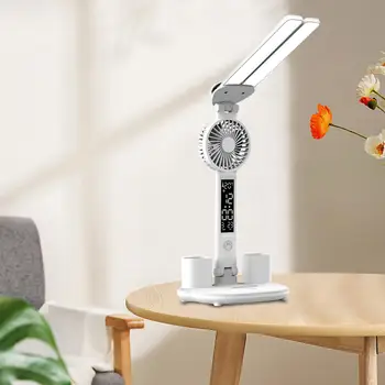 Светодиодна настолна лампа Настолна лампа с вентилатор Многофункционално USB Акумулаторна Сгъваема