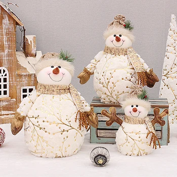 Коледни Кукли Голям Размер, Къси Плюшени Кукли с Принтом Дядо Коледа, Снежен човек, Кукла за Новогодишната Партита, Коледни Украси, Статуетка