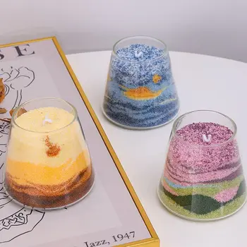 Комплект за изработка на ароматни свещи със собствените си ръце, художествена живопис пясък, удобства за производство на свещи, включва цветни топчета, етерично масло