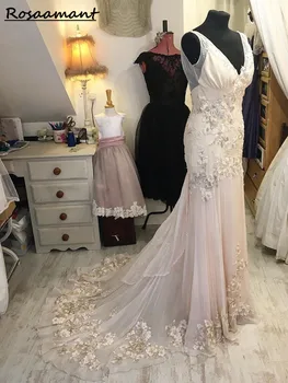 Сватбена рокля с цветя Модел дантела отзад 2023 Donna Плюс Размера на Дамски Плажни рокли сватба