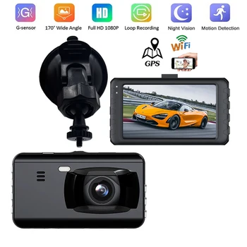 Автомобилен Видеорекордер WiFi Dash Cam Full HD 1080P Камера за обратно виждане на автомобила Видео Черна кутия Авторегистратор GPS Дървар Автомобилни Аксесоари