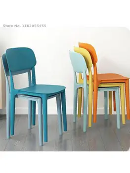 Скандинавски пластмасов стол с удебелени облегалка за дома, модерен работен стол, табуретка за ресторант, маса за хранене, маса за хранене, стол, прост стол за грим