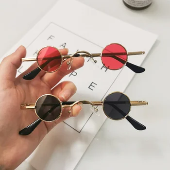 2022 Нови Модни Слънчеви очила с мини лещи в ретро стил, Кръгли Мъжки Дамски Слънчеви Очила метална Рамка, Златен, черен, червен Цвят
