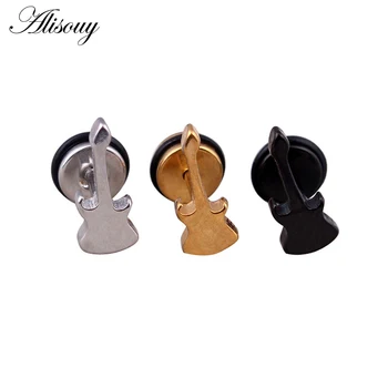Alisouy/ 2 броя, музикална електрическа китара от неръждаема стомана, мъжки и дамски обеци-карамфил, сладки украшения за уши за жени и мъже