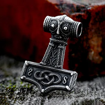 Ретро медальон с изображение на бухал Викинга за Мъже от неръждаема стомана 316L, Скандинавски Мьельнир, Колиета с Чук Тора, бижута-Амулети на едро