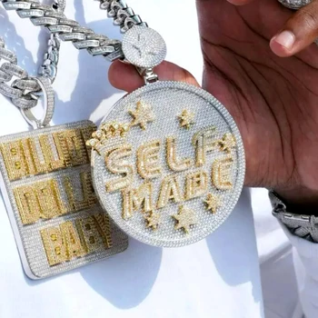 Домашно Медальон с Надпис Iced Out за Мъже, Кубичен Цирконий, Cz, Чар, модни Позлатени орнаменти в стил хип-Хоп