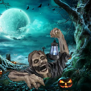 Декор от фигури на зомби на Хелоуин, Страховито фенер, Градинска статуя, външно украса, Украса за Хелоуин, Празничен декор