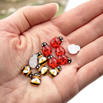 Малки ladybugs и Пчелите Миниатюрни Приказно Бръмбари-Кабошоны с фиксирана Облегалка за Украса Приказна градина със собствените си ръце - Без лепило