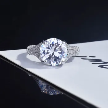 Нов пръстен с имитация на муассанита тегло от 2 карата, годежен пръстен със сърца и стрели, отворен пръстен