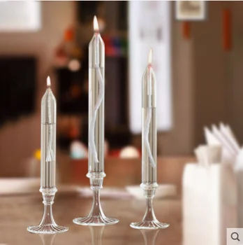 3 бр./компл. Европейският творчески стъклен свещник украса проста маса за хранене със свещи свещник без дим маслена лампа домакински