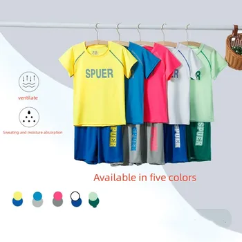 Детски спортен комплект с къс ръкав, Детски футболни риза, Фланелка за бягане, Тенис риза, тениска псж, футболна фланелка 2022 2023