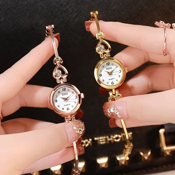 Модерен дамски часовник-гривна със сърце, Кварцов часовник от Розово злато, Ръчни часовници, Женствена рокля, Ежедневни часовници-гривни, ваучери за Подарък Аксесоари