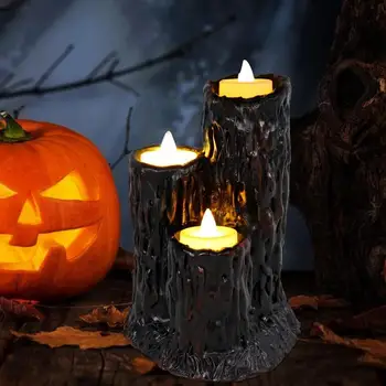 Led Беспламенные свещи на Ужасите за Хелоуин, работещи на батерии, Реалистични Плавящиеся свещи За Обедната маса, Украса за дома и партита в готически стил