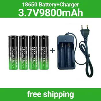Батерия 18650 Акумулаторна батерия с Капацитет от 3,7 В 18650 9800 mah, литиево-йонна акумулаторна батерия за фенерче + зарядно устройство