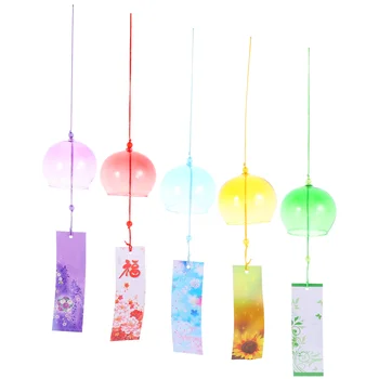 Японски Вятърни свирки 5шт Романтични Стъклени Вятърни свирки Цветни висулки за домашна Градина на Вътрешния Външна украса