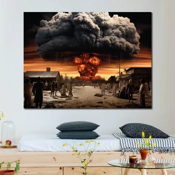 Печат на картини Края на света Взрив на атомна бомба Сюрреалистическая картина на платно за декора на стените на хола