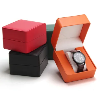Луксозна кутия-държач за часа, Кожен калъф за съхранение на часовник, опаковъчна хартия, Мат органайзер за часа с кръгла ъгъл и възглавница