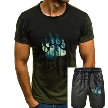 Тениски с мече и гора, Лятна къс градинска тениска с кръгло деколте, Руска тениска от 100% памук, мека тениски за мъже