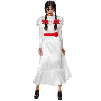 Женски костюм за Хелоуин, бял костюм момиче-призрак, филм на ужасите, Анабел, женски костюм-призрак