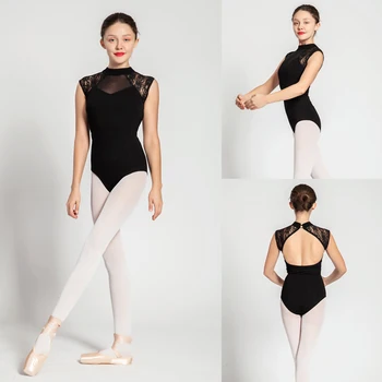 Съвременно балетное трика за възрастни, от висок клас, завързана тренировъчен танцов костюм, Женски балет фитнес трика, танц гащеризон