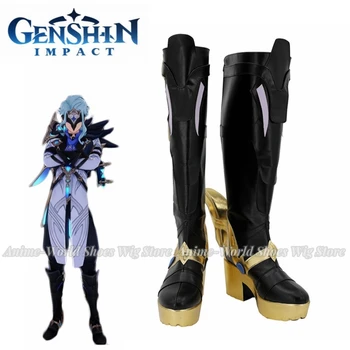 Обувки за cosplay Genshin Impact II Dottore, черни обувки, д-Р, направен по поръчка на всякакви размери за унисекс