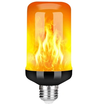 Led лампа с ефект на пламъка E27, Декоративна мерцающая реалистична лампа с огнени светлини лампа за украса на фестивала, черно-B