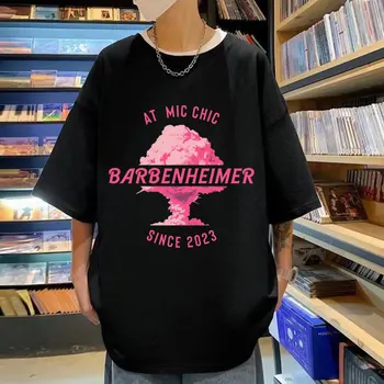 2023 Тениска с принтом Барбенхаймера За мъже И жени, Благородна тениска от чист памук, Лятна мода, извънгабаритни тениски с къс ръкав, Градинска облекло