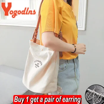 Ежедневни Холщовая чанта през рамо за Жени, по-Голямата Голям чанта-Тоут, Чанта-Месинджър с Надпис, Тъканно чанта за Пазаруване