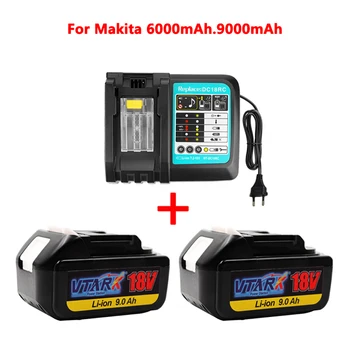 Със Зарядно устройство BL1860 Акумулаторна Батерия 18 V 6-9 mAh Литиево-йонна за Makita 18v Батерия 6ah BL1840 BL1850 BL1830 BL1860B LXT400