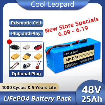 Нова Батерия LiFePO4 48V 25Ah LiFePO4, литиево-желязо-фосфатный Батерия, За Електрически велосипед BBS02, BBS03, Разменени Батерия