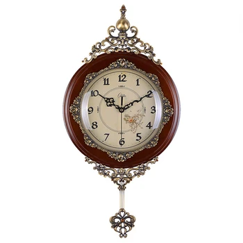 Луксозни Стенни Часовници В хола Кварцови часовници от масивно дърво, Безшумни Ретро часовници
