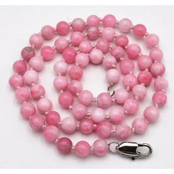 Красиво колие от розови перли с кръгли камъни 18 